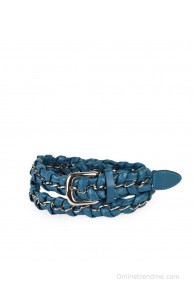 Vinenzia Blue Leather Women Belt